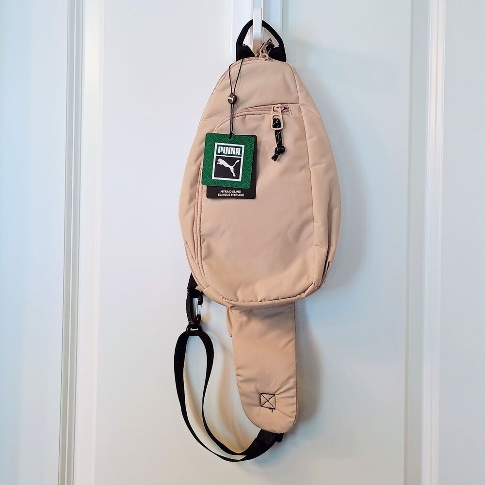PUMA Myriad Sling Backpack Crossbody Bag Beige Adjustable Strap